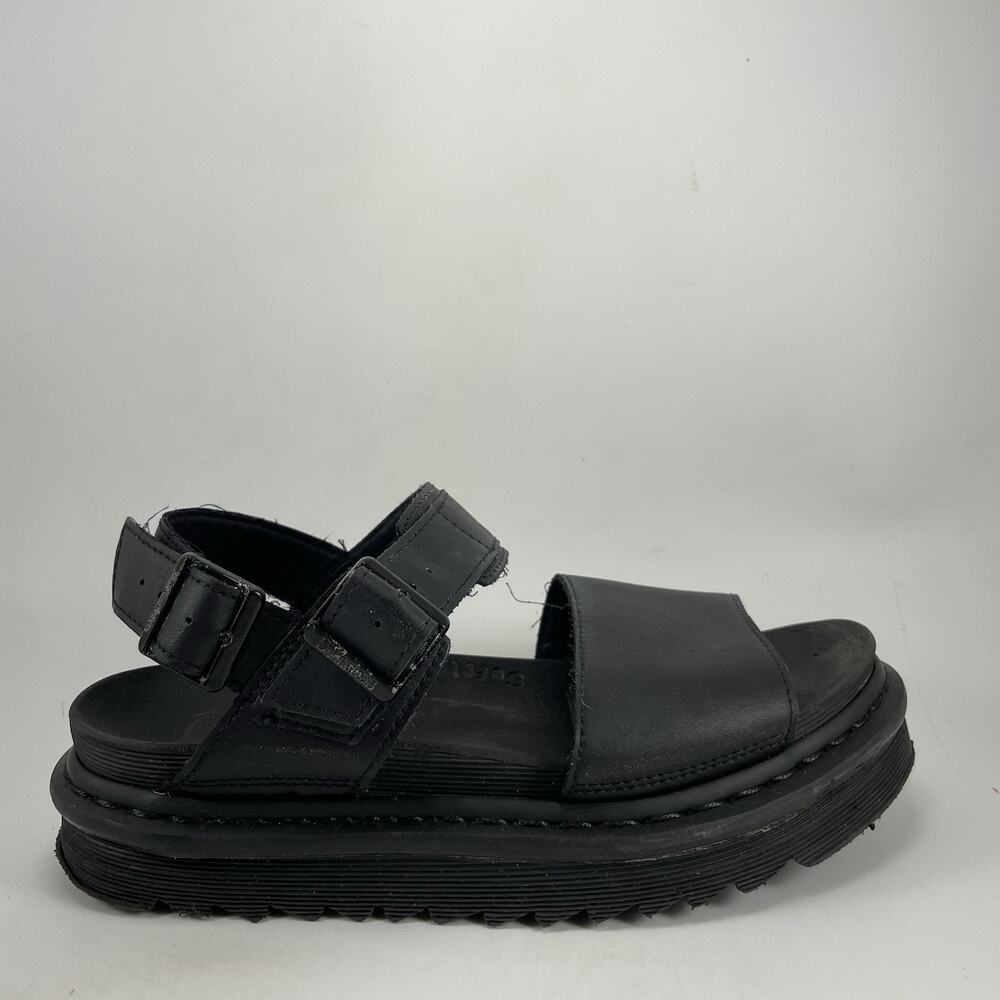 Dr. Martens Voss Black Leather Womens Size 8 Platform Ankle Strap Sandals